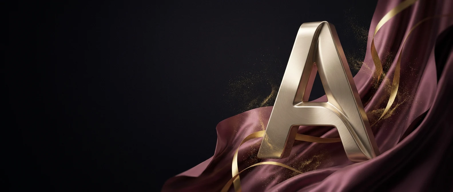Avneet Bhinder — deep plum and pale gold monogram artwork